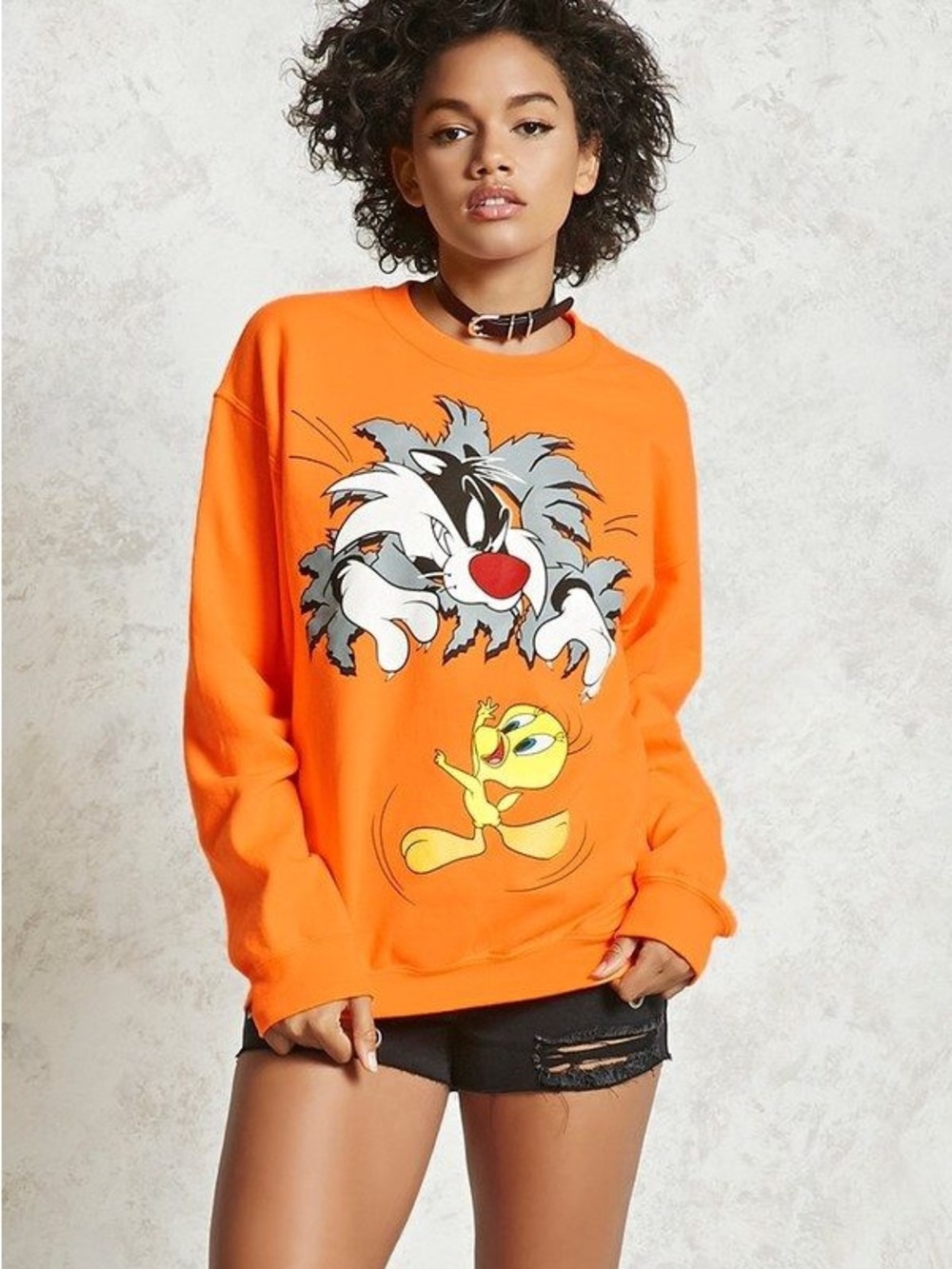 Forever 21 Orange Looney Tunes Crewneck Sweatshirt